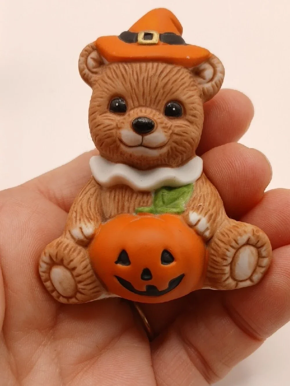 3 Homco Halloween Pumpkin Jack-o-Lantern Bear Figurines #'s 5311 & 1413